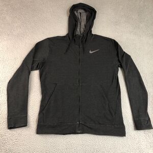 Nike‎ Hoodie Men Large Gray DriFit Sportswear Logo Full Zip Sweatshirt Mock Neck